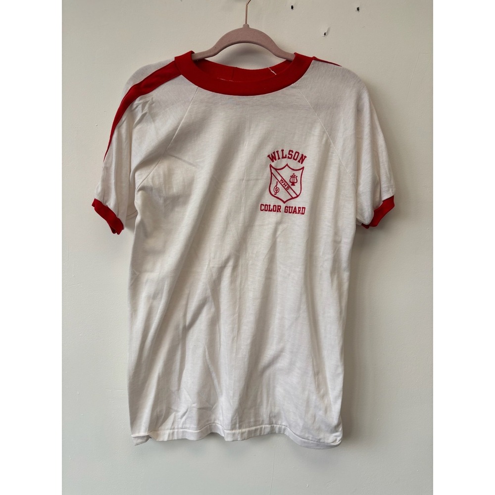 Vintage Wilson Color Guard Shirt Tee‎ Red White Mens Small High School Band 80s